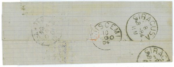 82501 - REGNO - STORIA POSTALE -  BUSTA da NAPOLI con TAGLI DISINFEZIONE 1884 - immagine 2