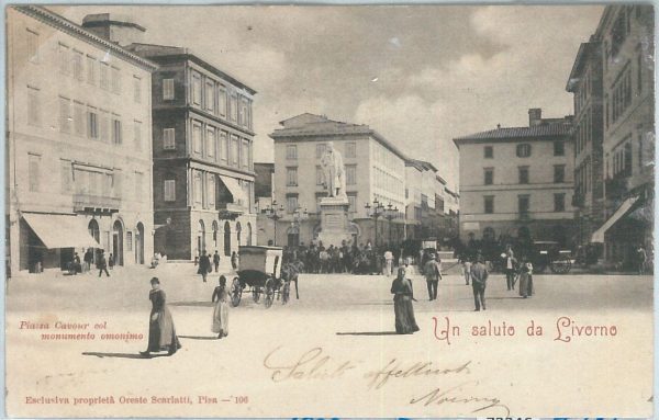 73345  - CARTOLINA d'Epoca: LIVORNO Città -   PIAZZA CAVOUR 1900