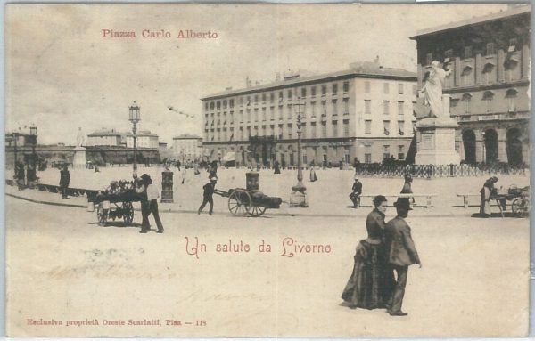 73344  - CARTOLINA d'Epoca: LIVORNO Città -   Piazza CARLO ALBERTO 1900