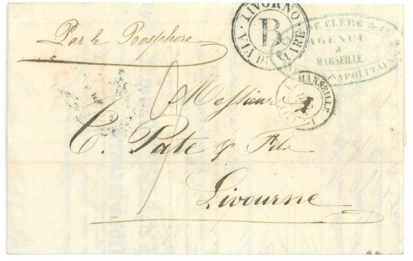 P3221 - FRANCE , MARSEILLE TO LIVOURNE 1851, FROM THE VAPEURS NAPOLITANS AGENT