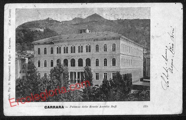 ag7899 - CARTOLINA D'EPOCA - Massa Carrara - Palazzo delle Scuole Aurelio Saffi