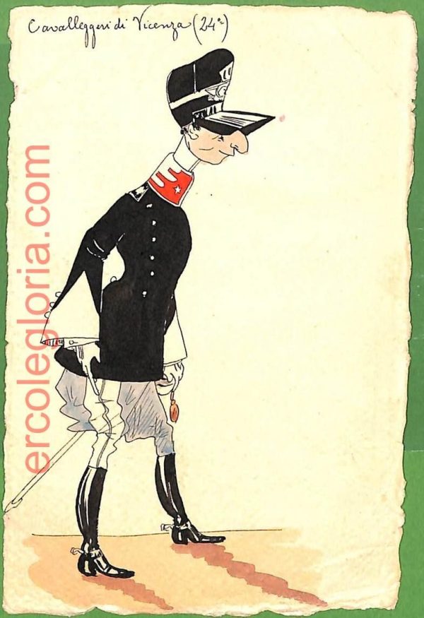 ah1685 - CARTOLINA EPOCA dipinta a MANO: Costume Militare VICENZA Cavalleggeri