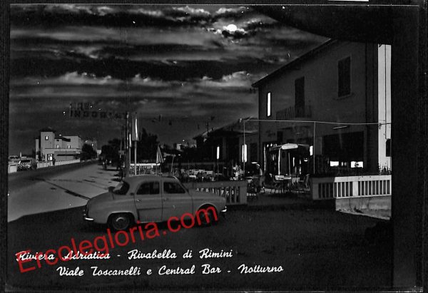 ai0785 - CARTOLINA D'EPOCA - Rimini Città - Viale Toscanelli e Central Bar