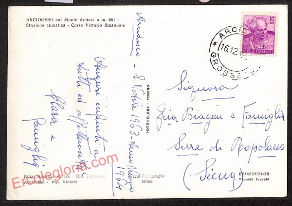 ag2013 - CARTOLINA D'EPOCA - Grosseto Provincia - Arcidosso  1964 - immagine 2