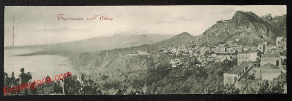 ag8866 - CARTOLINA D'EPOCA DOPPIA - Messina Provincia - Taormina