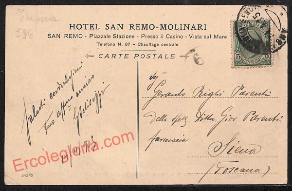 ag5345 - CARTOLINA D'EPOCA - Imperia Provincia - Ventimiglia   1915 - immagine 2