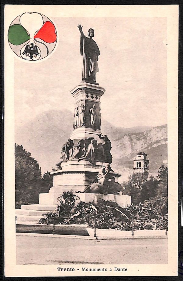 ab5392 -  CARTOLINA  D'EPOCA -  Trento Città : MONUMENTO A DANTE