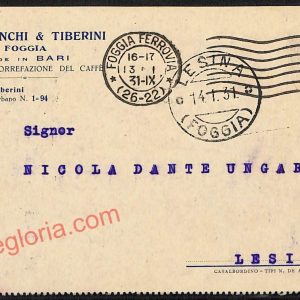 ag0113 - CARTOLINA D'EPOCA - Foggia Città - Capobianchi  Tiberini  1931