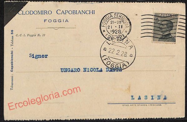 ag0117 - CARTOLINA D'EPOCA - Foggia Città - Clodomiro Capobianchi