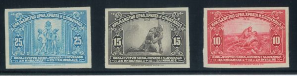 P3295 - YUGOSLAVIA 1921 , MI. 159/161 IMPERFORATED