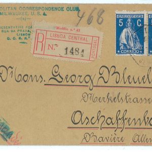 P3332 - PORTUGAL 1913 REGISTRED LETTER TO BAYERN,