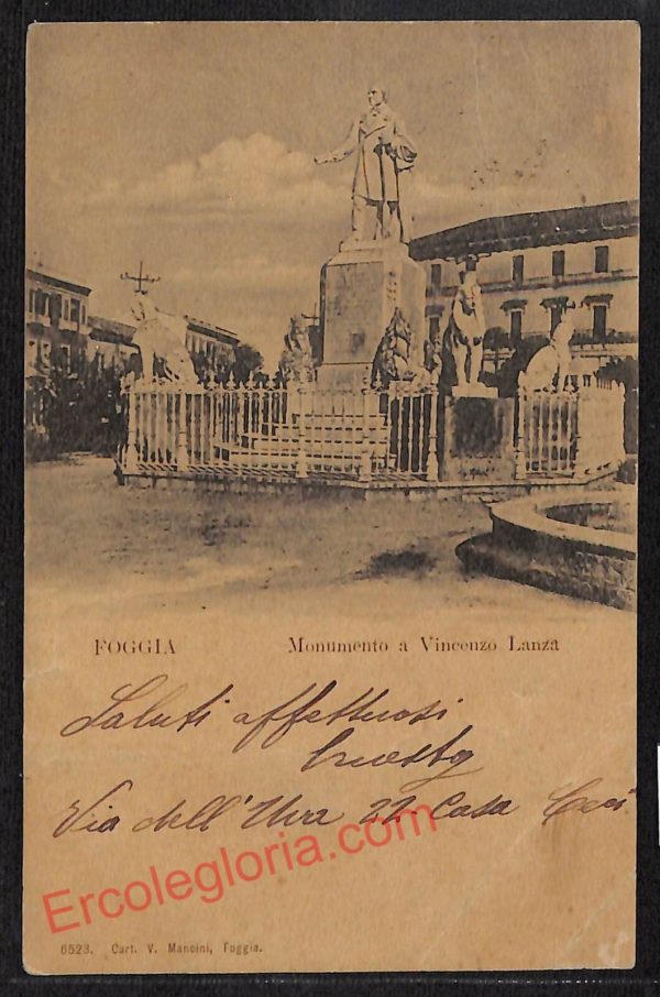 ag0164 - CARTOLINA D'EPOCA - Foggia Città - Monumento a Vincenzo Lanza