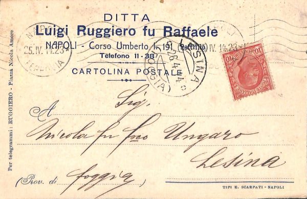 ab7910 -  CARTOLINA  D'EPOCA - Napoli Città  -  Luigi Ruggiero fu Raffaele  1923