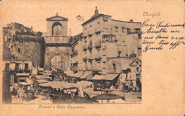 ab7935 -  CARTOLINA  D'EPOCA - Napoli Città  -  Piazza e Porta Capuana  1900