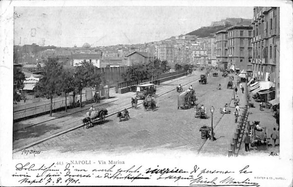ab7975 - CARTOLINA  D'EPOCA - Napoli Città - Via Marina  1901