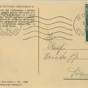 P0290 - ITALIA Regno  - STORIA POSTALE - Sass # 93 uno singolo su CARTOLINA 1911