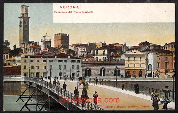 ae2971 - CARTOLINA  D'EPOCA - Verona Città - Panorama dal Ponte Umberto