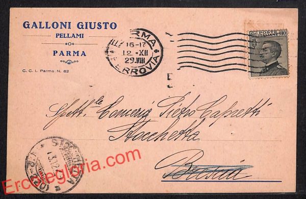 ah5549 - STORIA POSTALE - Parma Città - Galloni Giusto