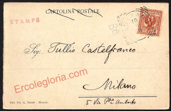 ae4230 - CARTOLINA  D'EPOCA - Brescia Città - Panorama   1904 - immagine 2