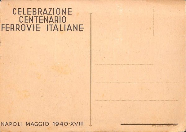 ab8075 - CARTOLINA  D'EPOCA - Napoli  Città - CELEBRAZIONE CENTENARIO FERROVIE - immagine 2