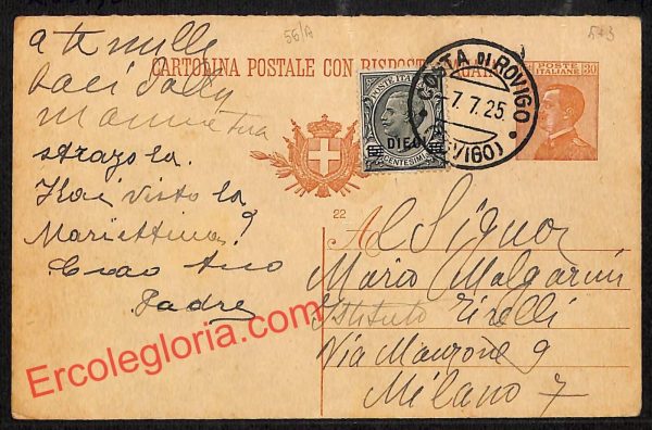 ai1141 - STORIA POSTALE - Rovigo Città