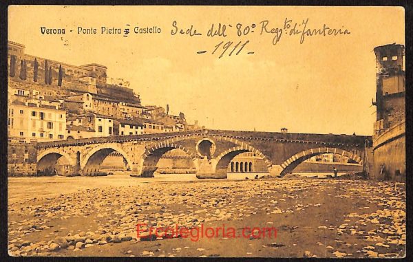 ae2979 - CARTOLINA  D'EPOCA - Verona Città - Ponte Pietra   1911