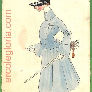ah1679 - CARTOLINA EPOCA dipinta a MANO: Costume Militare MONTEBELLO Lancieri