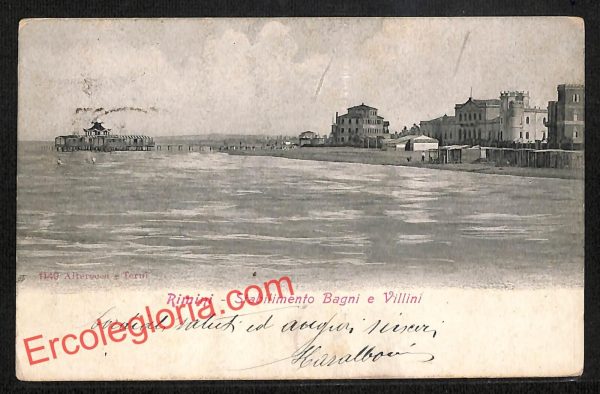 ai0716 - CARTOLINA D'EPOCA - Rimini Città - Stabilimento Bagni e Villini