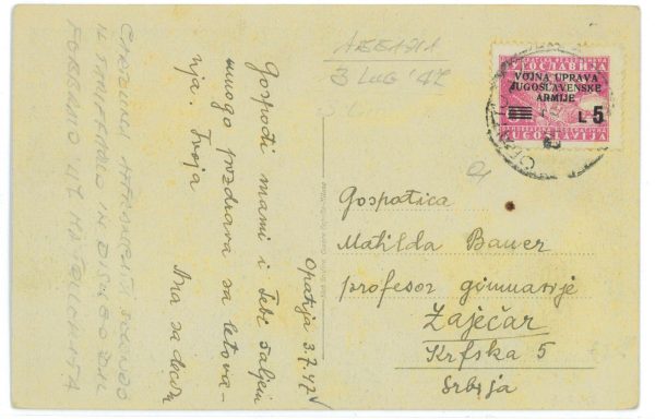 P2567 - ITALIA , LITOPRALE SLOVENO OCCU. MILITARE JUGOSLAVA