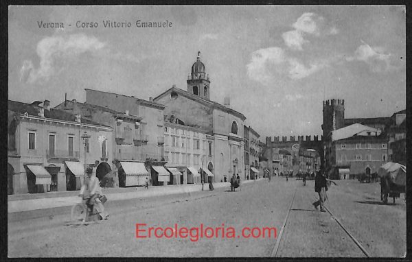 ae3050 - CARTOLINA  D'EPOCA - Verona Città - Corso Vittorio Emanuele  1917