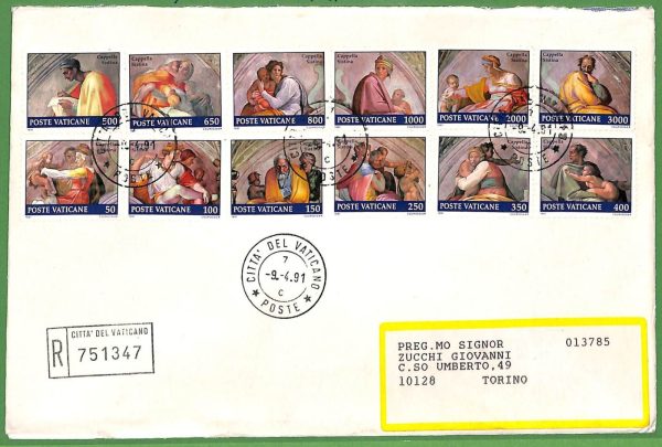 ZA1634 - VATICANO - Storia Postale - Busta   FDC  - MICHELANGELO Arte 1991