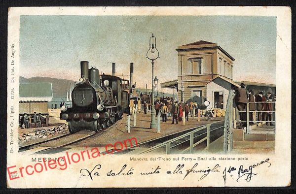 ag8777 - CARTOLINA D'EPOCA - Messina- Treno sul Ferry - Boat alla stazione porto