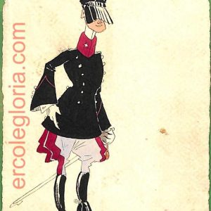 ah1689 - CARTOLINA EPOCA dipinta a MANO: Costume Militare MILANO Lancieri