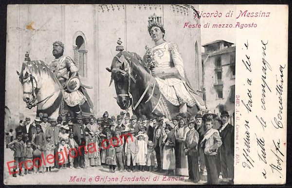 ag8790 - CARTOLINA D'EPOCA - Messina Città - Mata e  Grifone