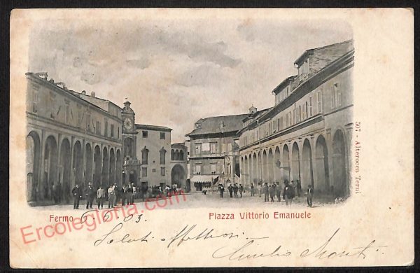 ae5912 - CARTOLINA D'EPOCA - Fermo Città - Piazza Vittorio Emanuele  1903
