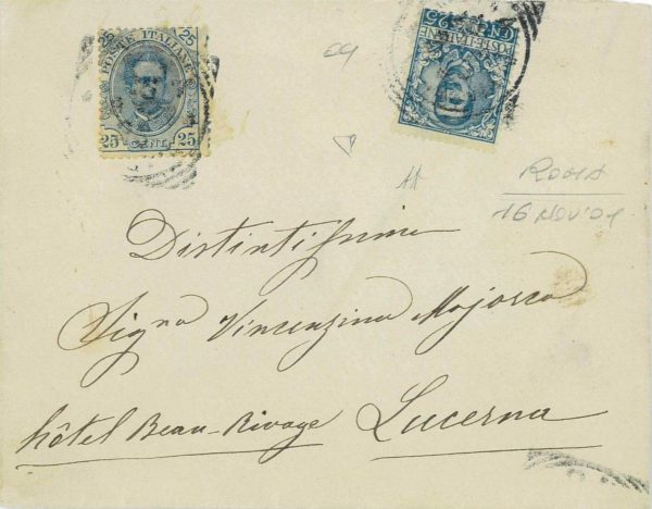 P0526 - REGNO - STORIA POSTALE - Affrancatura mista 2 RE su busta RARA!  1901