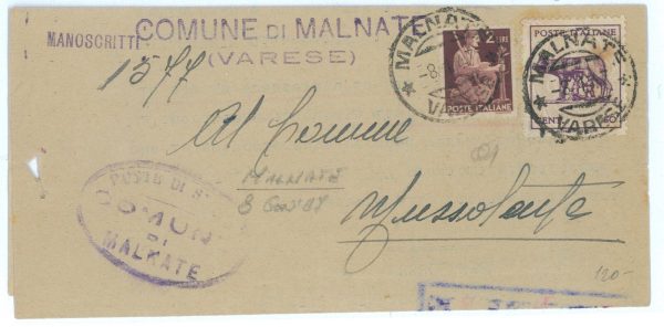 P2589 - ITALIA , LUOGOTENENZA SASS. 515 A + L. 2 DEMOCRATICA, BELLA COMBINAZIONE