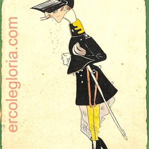 ah1691 - CARTOLINA EPOCA dipinta a MANO: Costume Militare SALUZZO Cavalleggeri