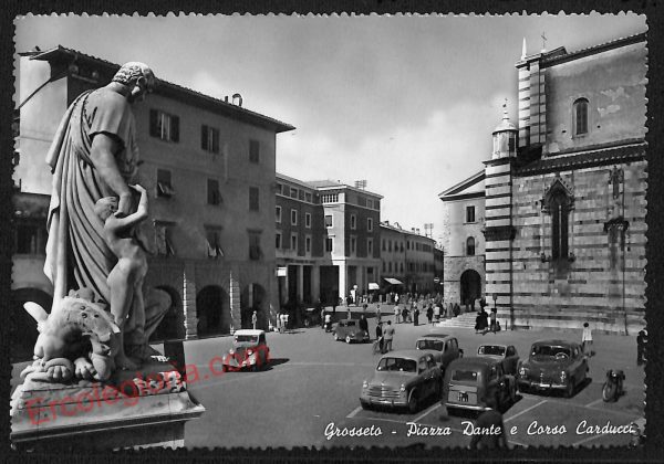 ag1958 - CARTOLINA D'EPOCA- Grosseto Città - Piazza Dante e Corso Carducci