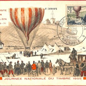 aa3354  - FRANCE  - POSTAL HISTORY - MAXIMUM CARD - 1955  Balloon SERRES