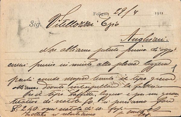 ac2767 - CARTOLINA  D'EPOCA - Perugia Provincia - FOLIGNO  1914 - immagine 2