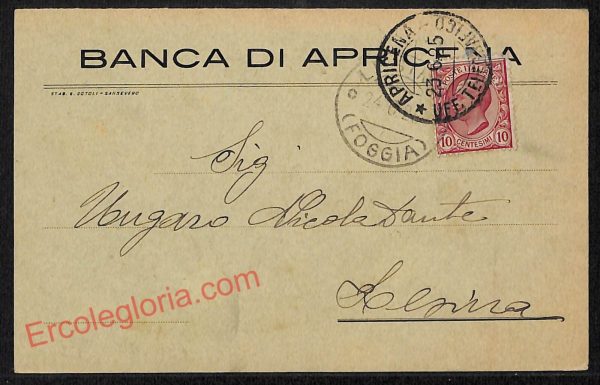 ag0170 - CARTOLINA D'EPOCA - Foggia Città - Banca di Apricena