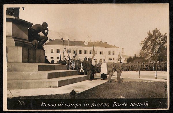 ab5449 -  CARTOLINA  D'EPOCA -  Trento Città : MESSA DI CAMPO IN PIAZZA DANTE