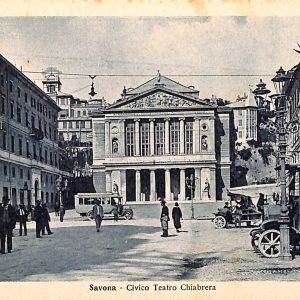 ab7072  -  CARTOLINA  D'EPOCA - Savona Città - Fontana - Teatro Chiabrera