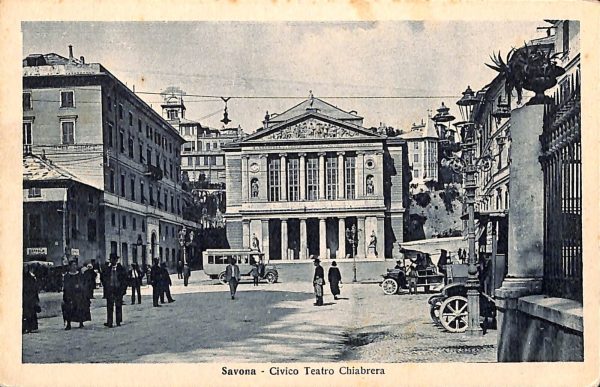 ab7072  -  CARTOLINA  D'EPOCA - Savona Città - Fontana - Teatro Chiabrera