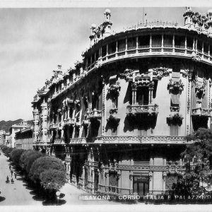ab7073  -  CARTOLINA  D'EPOCA - Savona Città - Fontana - Palazzo delle Piane