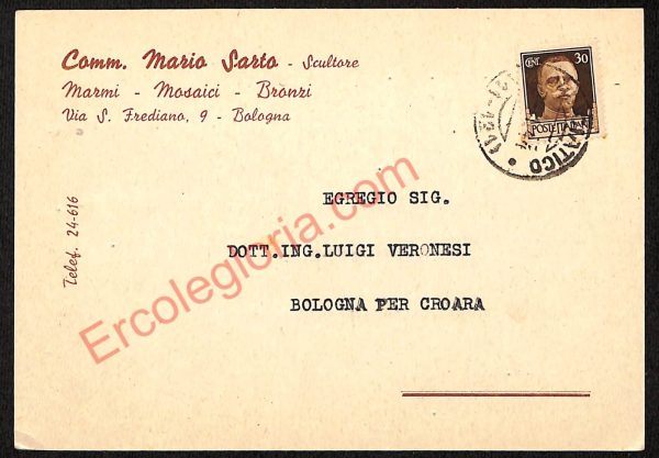 ae2261 - CARTOLINA  D'EPOCA - Bologna Città - Comm. Mario Sarto