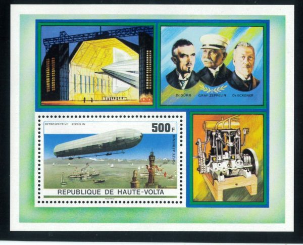 P3353 - UPPER VOLTA, YVERT 385/7 PA 205/7 AND BF 5 AN MNH , ZEPPELLIN - immagine 2