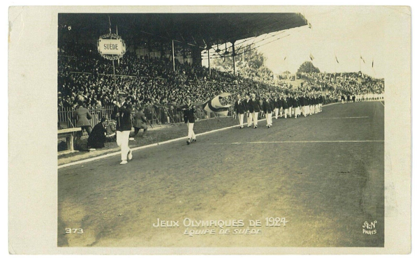 P3504 - OLYMPIC GAMES PARIS 1924 , CARD SHOWING THE SWEDISH TEAM, SEND TO SWEDEN - immagine 2