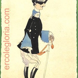 ah1699  CARTOLINA EPOCA dipinta a MANO Costume Militare GUIDE Cavalleggeri